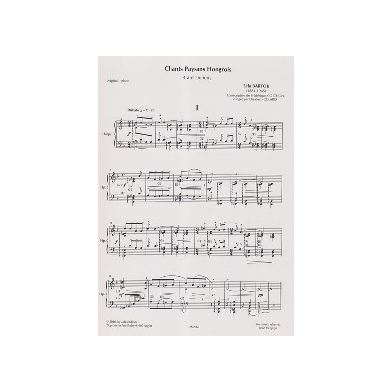 Bartok Bela - Goichon Frédérique - Chants Paysans hongrois - 4 airs anciens (alto & harpe)