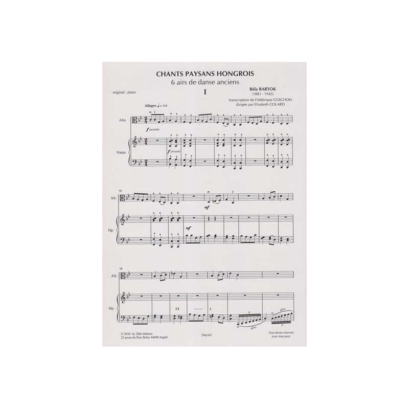 Bartok Bela - Goichon Frédérique - 6 airs de danse anciens (alto & harpe)
