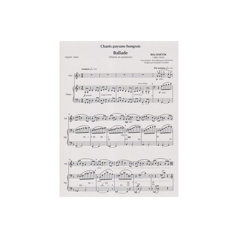 Bartok Bela - Goichon Frédérique - Gallade (alto & harpe)