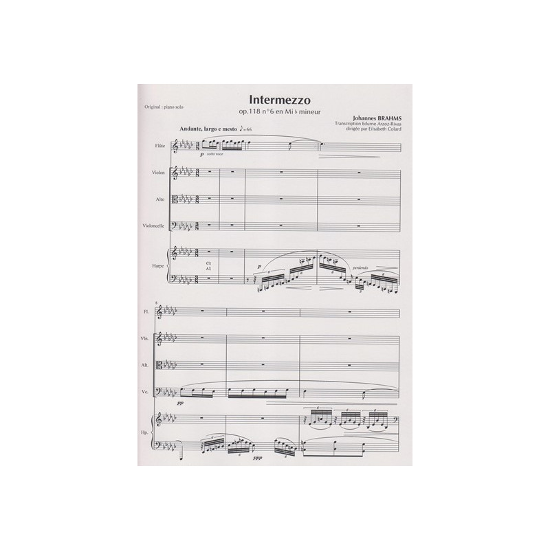 Brahms Joannes - Arroz-Rivas Edurne- Intermezzo Op.118 (flûte, violon, alto, violoncelle & harpe)
