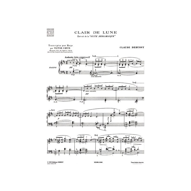 Debussy Claude - Pour la harpe<br> Clair de lune - R
