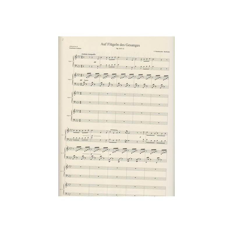 Mendelssohn Félix - Gobatto Gianfranco - Auf den Flügeln des Gesanges (per quattro Arpe)