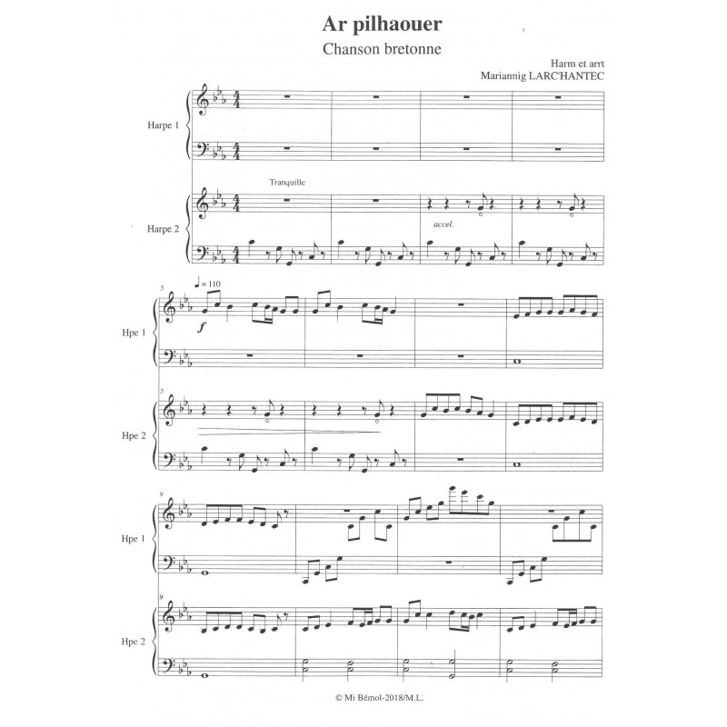 Larc'hantec Mariannig - Trois chansons pour deux harpes