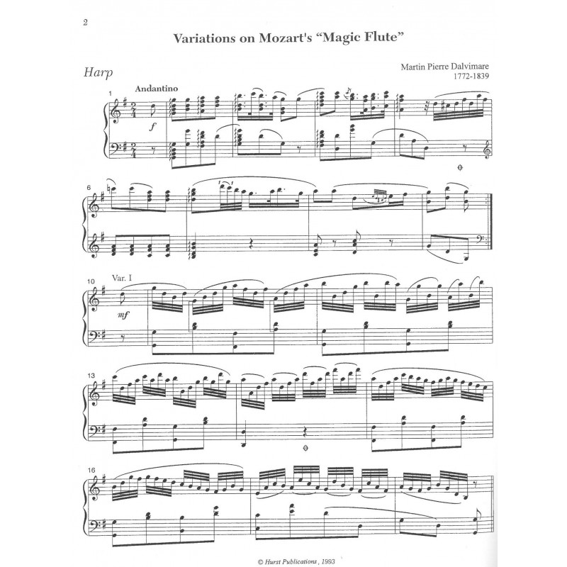 Dalvimare Martin Pierre - Variations sur la Flûte Enchantée de Mozart