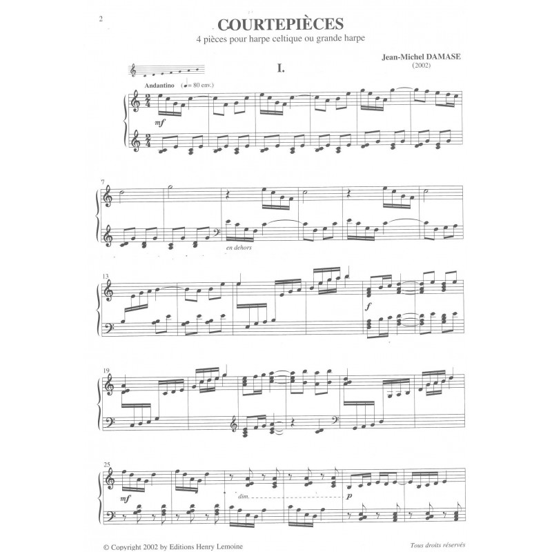 Damase Jean-Michel - Courtepieces (4 pièces pour harpe celtique