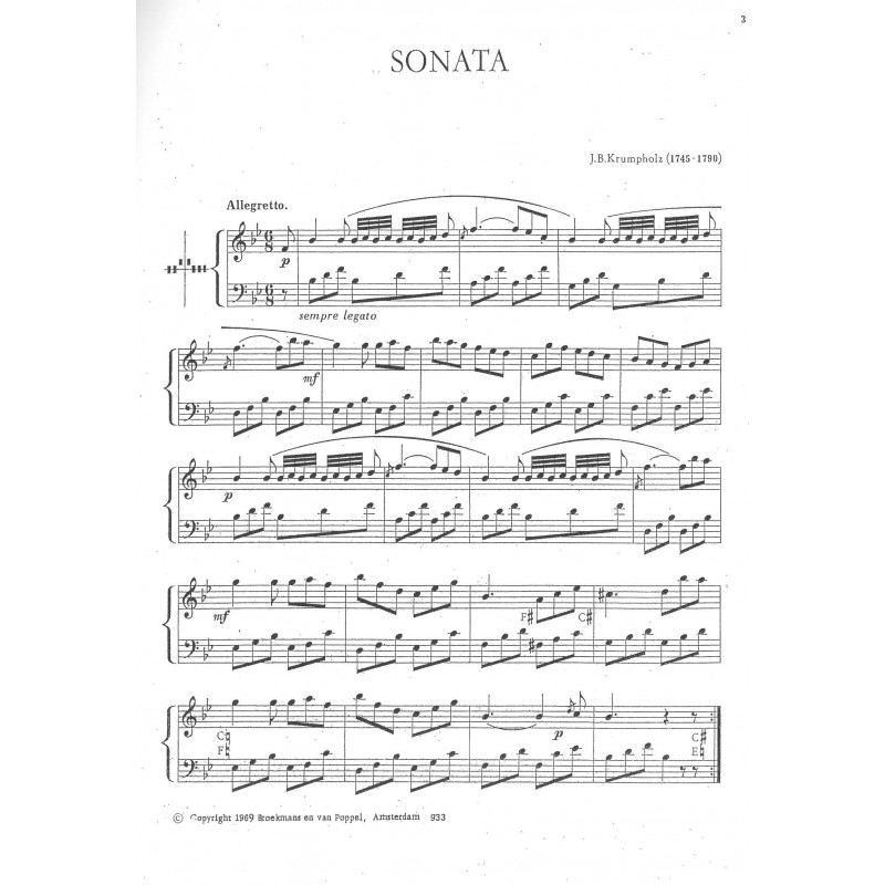 Krumpholtz Jean-Baptiste - Sonate en si b Majeur