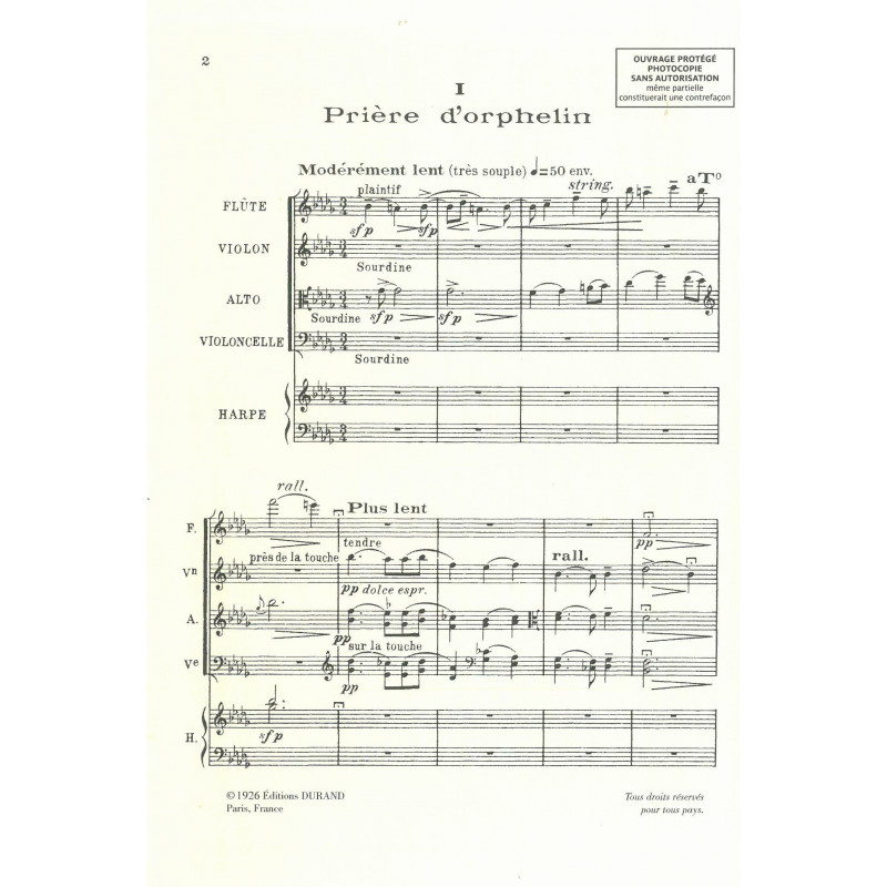 Pillois Jacques - 5 Haï-Kaï, quintette, parties (alto, flûte, violon, violoncelle & harpe)