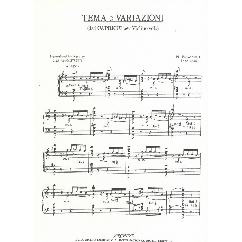 Paganini Nicolo - Thème et variations
