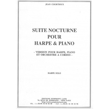 Courtioux Jean - Suite nocturne pour harpe et piano (version harpe, piano & orchestre à cordes)