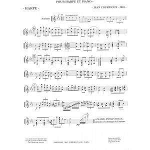 Courtioux Jean - Suite nocturne pour harpe et piano (version harpe, piano & orchestre à cordes)