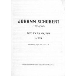 Schobert Johann - Trio en fa M flûte, violoncelle & harpe ou piano