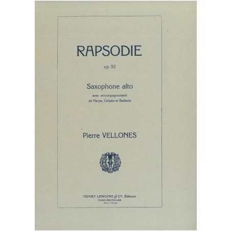 Vellones Pierre - Rhapsodie op.92 (celesta, batterie & harpe)