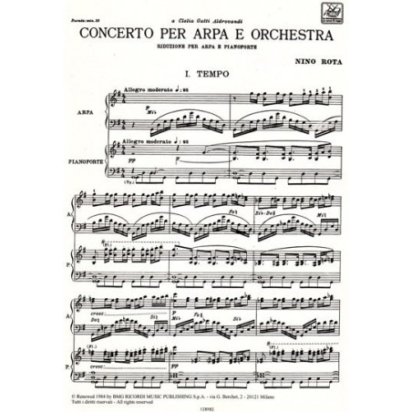 Rota Nino - Concerto per arpa e orchestra (riduzione per arpa e piano)