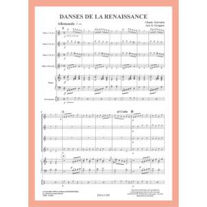 Gervaise Claude - Danses de la renaissance (4 flûtes, percussion & harpe)